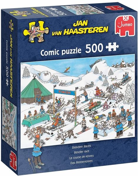 Jumbo 20051 - Jan van Haasteren, Das Rentierrennen, Comic-Puzzle, 500 Teile  - Bei bücher.de immer portofrei