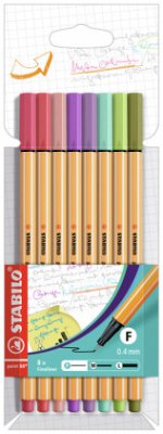 Fineliner - STABILO point 88 - 8er Pack - mit 8 verschiedenen Farben