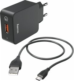 Hama Ladeset, Ladegerät QC3.0 + Micro-USB-Kabel, 1,5m, schwarz