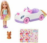 Mattel GXT41 Barbie Chelsea Puppe Spiel-Set inkl. Auto, Regenbogen-Einhorn Zub