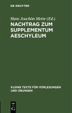 Nachtrag zum Supplementum Aeschyleum (eBook, PDF)