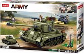 Sluban ARMY SL95720 - Mittlerer Alliierten Panzer II (2in1), WWII Bausatz, 742 Klemmbausteine, 3 Figuren