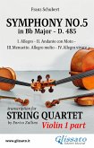 Violin I part: Symphony No.5 by Schubert for String Quartet (eBook, ePUB)