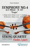 Violin II part: Symphony No.4 "Tragic" by Schubert for String Quartet (eBook, ePUB)