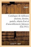 Catalogue de Tableaux Anciens, Dessins, Pastels, Objets d'Art Et d'Ameublement, Faïences