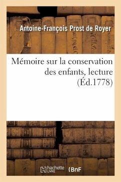 Cover Mémoire Sur La Conservation Des Enfants, Lecture