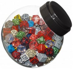 Jar of dice with D6, D10, D20 (150)