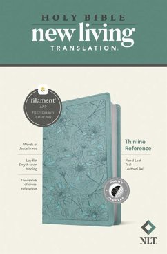 NLT Thinline Reference Bible, Filament-Enabled Edition (Leatherlike, Floral Leaf Teal, Indexed, Red Letter)