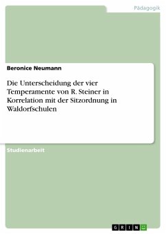 Die Unterscheidung der vier Temperamente von R. Steiner in Korrelation mit der Sitzordnung in Waldorfschulen - Neumann, Beronice