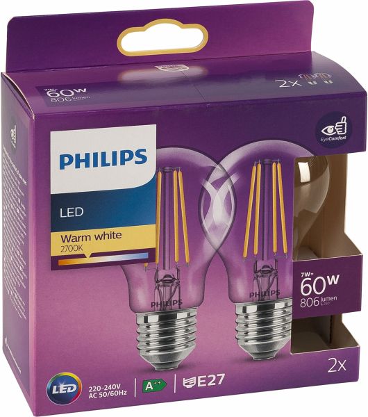 Philips LED Lampe E27 2er Set 7W (60W) 2700K 806lm Vintage - Portofrei bei  bücher.de kaufen