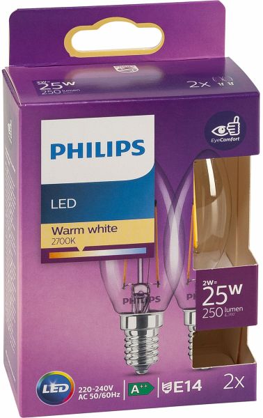 Philips LED Kerze E14 2er Set 2W (25W) 2700K 250lm Vintage - Portofrei bei  bücher.de kaufen