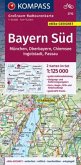KOMPASS Großraum-Radtourenkarte Bayern Süd, Oberbayern, Chiemsee, Ingolstadt, Passau, München, 1:125000