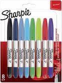 1x8 Sharpie Twin Tip Permanent- marker UF + F 8 Farben