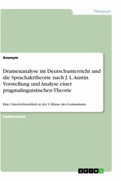 Dramenanalyse im Deutschunterricht und die Sprachakttheorie nach J. L. Austin. Vorstellung und Analyse einer pragmalinguistischen Theorie