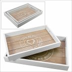 Naturfarbenes Holz-Tablett, 2er Set, Formate ca. 34 x 25 cm und 28 x 20 cm