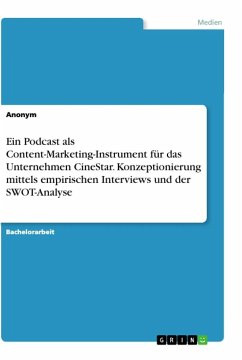 Ein Podcast als Content-Marketing-Instrument für das Unternehmen CineStar. Konzeptionierung mittels empirischen Interviews und der SWOT-Analyse - Anonym
