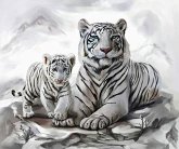 Diamond Painting Weiße Tigermama mit Jungtier 40x30 cm