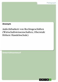 Anfechtbarkeit von Rechtsgeschäften (Wirtschaftswissenschaften, Oberstufe Höhere Handelsschule) - Anonymous