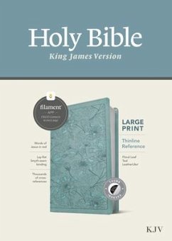 KJV Large Print Thinline Reference Bible, Filament-Enabled Edition (Leatherlike, Floral Leaf Teal, Indexed, Red Letter)