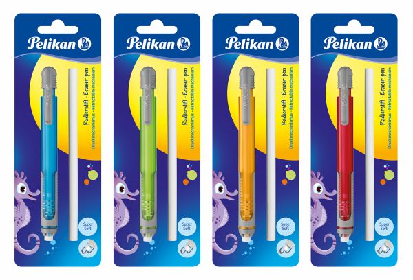 Pelikan Radierstift inkl. Ersatzradierer, farbig sortiert, 1 Stück auf Blisterkarte Pelikan Radierstift inkl. Ersatzradierer, farbig sortiert, 1 Stück auf Blisterkarte