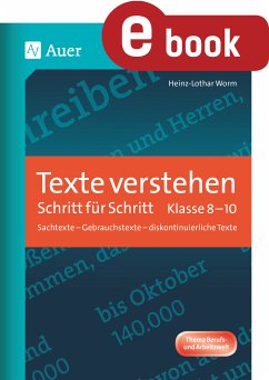 Texte verstehen Schritt für Schritt Klasse 8-10 (eBook, PDF) - Worm, Heinz-Lothar