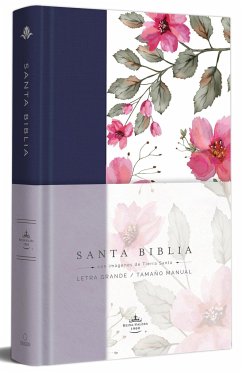 Biblia Rvr 1960 Letra Grande. Tapa Dura Tela Azul Púrpura Con Flores Tamaño Manu Al / Bible Rvr 1960 Handy Size Hardcover Cloth with Purple Blue Flowers - Reina Valera Revisada 1960