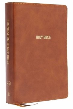 NKJV, Foundation Study Bible, Large Print, Leathersoft, Brown, Red Letter, Comfort Print - Nelson, Thomas