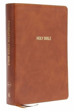 NKJV, Foundation Study Bible, Large Print, Leathersoft, Brown, Red Letter, Thumb Indexed, Comfort Print - Nelson, Thomas
