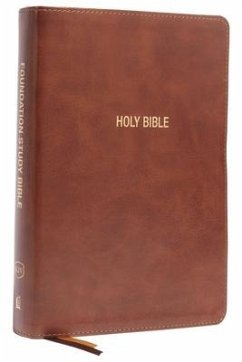 KJV, Foundation Study Bible, Large Print, Leathersoft, Brown, Red Letter, Thumb Indexed, Comfort Print - Nelson, Thomas