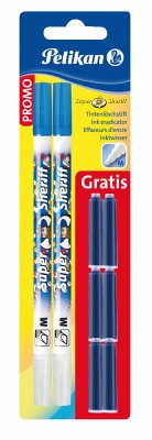 Pelikan Promo, 2 Tintenlöschstift Super Sheriff + 6 Patronen Blau Gratis