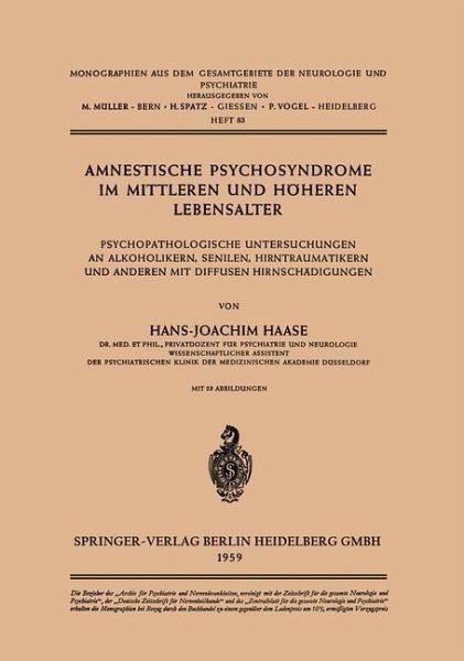 Amnestische Psychosyndrome im Mittleren und Höheren Lebensalter (eBook, PDF)