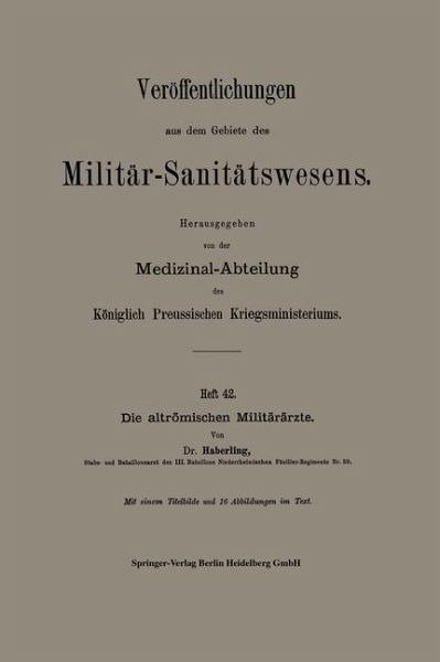 Die altrömischen Militärärzte (eBook, PDF)