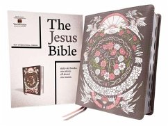 The Jesus Bible Artist Edition, Niv, (with Thumb Tabs to Help Locate the Books of the Bible), Leathersoft, Gray Floral, Thumb Indexed, Comfort Print - Zondervan