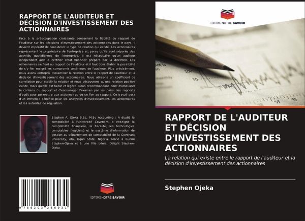 RAPPORT DE L'AUDITEUR ET DÉCISION D'INVESTISSEMENT DES ACTIONNAIRES RAPPORT DE L'AUDITEUR ET DÉCISION D'INVESTISSEMENT DES ACTIONNAIRES