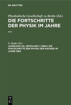 Cover Die Fortschritte der Physik der Materie im Jahre 1884 (eBook, PDF)