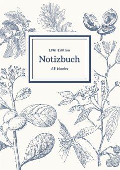 Notizbuch schön gestaltet mit Leseband - A5 Hardcover blanko - 100 Seiten 90g/m² - floral hellgrau - FSC Papier - A5, Notizbuch;A5, Notebook