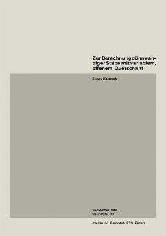Zur Berechnung dünnwandiger Stäbe mit variablem, offenem Querschnitt (eBook, PDF) - Karamuk, E.