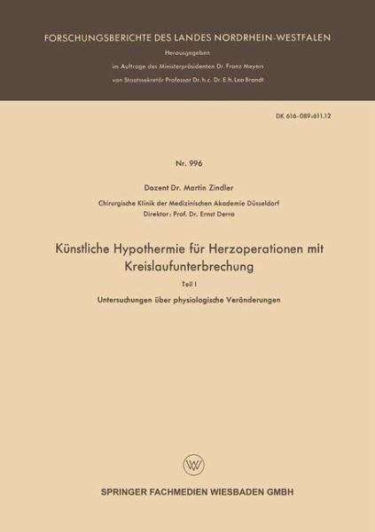 Künstliche Hypothermie für Herzoperationen mit Kreislaufunterbrechung (eBook, PDF)