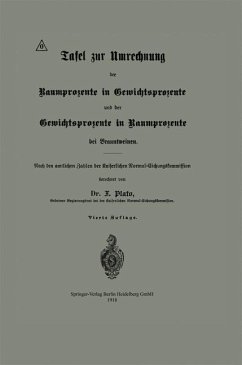 Cover Tafel zur Umrechnung der Raumprozente in Gewichtsprozente und der Gewichtsprozente in Raumprozente bei Branntweinen (eBook, PDF)