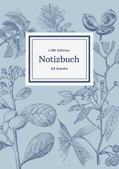 Notizbuch schön gestaltet mit Leseband - A5 Hardcover blanko - 100 Seiten 90g/m² - floral hellblau - FSC Papier - A5, Notizbuch;A5, Notebook