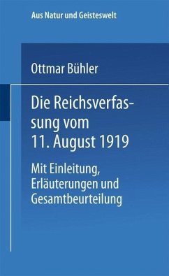 Cover Die Reichsverfassung vom 11. August 1919 (eBook, PDF)