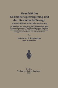 Cover Grundriß der Gesundheitsgesetzgebung und der Gesundheitsfürsorge einschließlich der Sozialversicherung für männliche und weibliche in der Wohlfahrtspflege tätige Personen, insbesondere Wohlfahrtsflegerinnen, Gemeindeschwestern, ferner für den Gebrauch an Wohlfahrtsschulen, pädagogischen Akademien und Volkshochschulen (eBook, PDF)