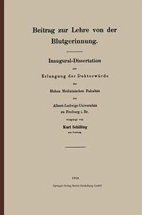 Cover Beitrag zur Lehre von der Blutgerinnung (eBook, PDF)