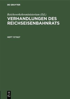 Cover Verhandlungen des Reichseisenbahnrats. Heft 17/1927 (eBook, PDF)