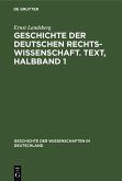 Geschichte der Deutschen Rechtswissenschaft. Text, Halbband 1 (eBook, PDF)