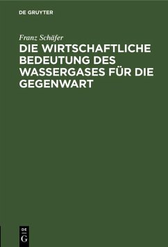 Cover Die wirtschaftliche Bedeutung des Wassergases für die Gegenwart (eBook, PDF)