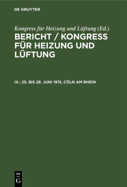 25. bis 28. Juni 1913, Cöln am Rhein (eBook, PDF)