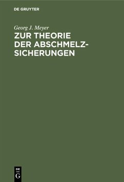 Cover Zur Theorie der Abschmelzsicherungen (eBook, PDF)