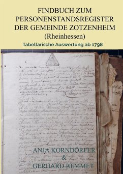 Findbuch zum Personenstandsregister der Gemeinde Zotzenheim/ Rheinhessen - Korndörfer, Anja