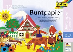 Folia Buntpapier-Heft gummiert, 23x25cm 12 Blatt, farbig sortiert